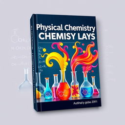 A visually engaging book cover design that represents the theme of physical chemistry labs