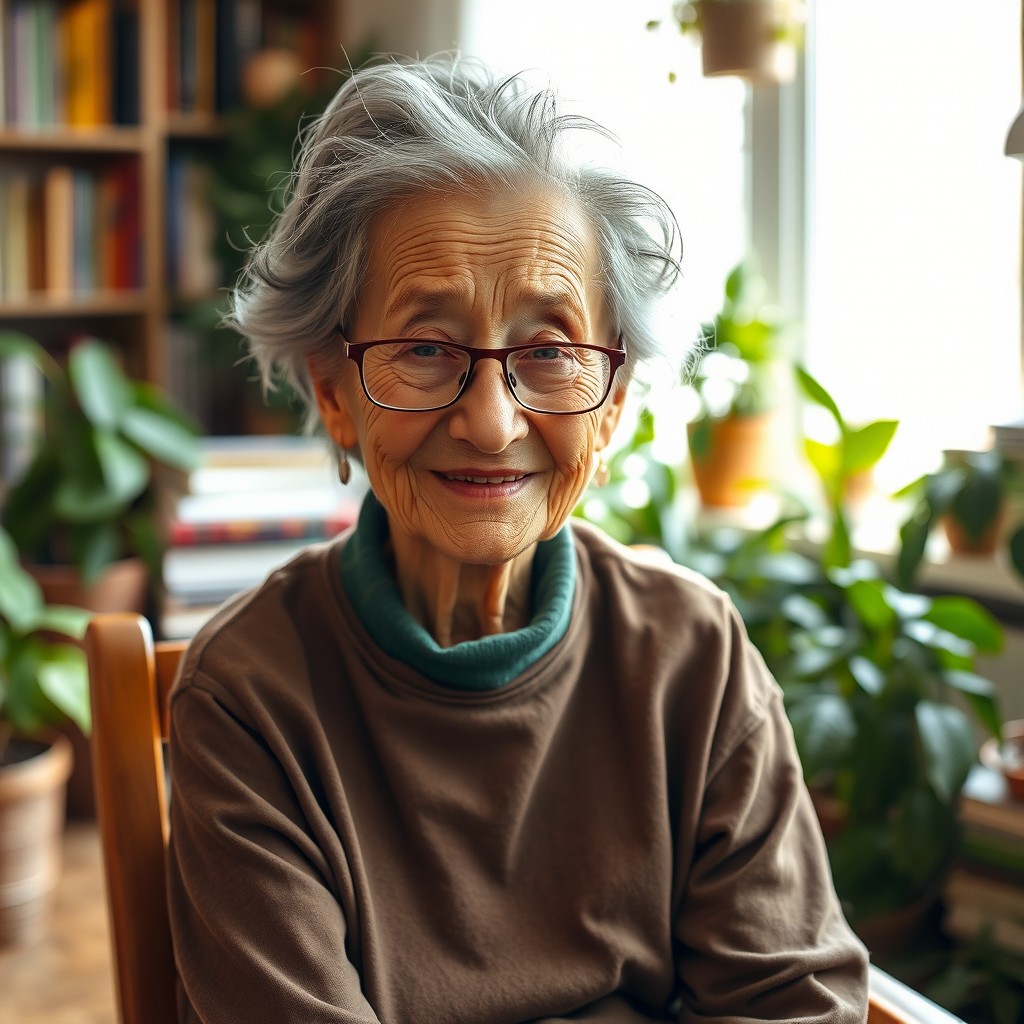 An elderly woman with distinct features, showcasing the beauty of age and wisdom