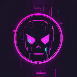 Adjust the cyberpunk logo to be more minimalist. Incorporate vibrant neon colors against a dark background.