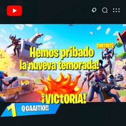 A vibrant and exciting YouTube thumbnail for a Fortnite video showcasing the new season, featuring a dynamic scene with characters in action, highlighting the game's energetic and chaotic atmosphere