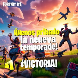 A vibrant and exciting YouTube thumbnail for a Fortnite video showcasing the new season, featuring a dynamic scene with characters in action, highlighting the game's energetic and chaotic atmosphere