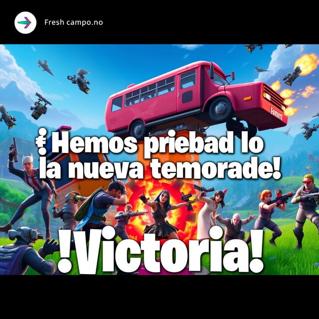 A vibrant and exciting YouTube thumbnail for a Fortnite video showcasing the new season, featuring a dynamic scene with characters in action, highlighting the game's energetic and chaotic atmosphere