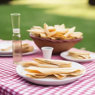 During their romantic picnic, they used cornhusks as natural decorations for the table.