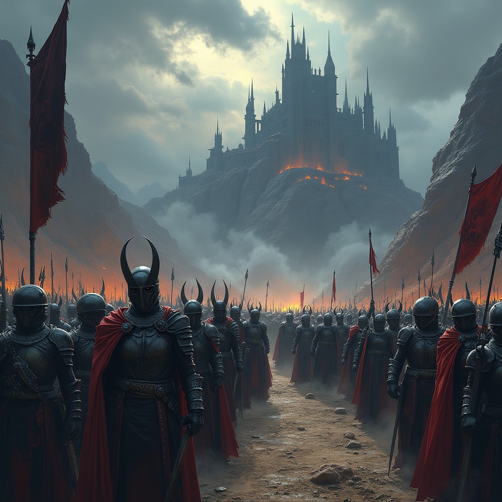 A captivating fantasy illustration representing the Kingdom of the Wicked Soldiers