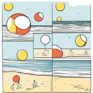 The comic strip showed a funny scenario of a beach ball bouncing uncontrollably across the beach.