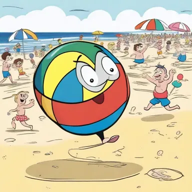 In the cartoon, the mischievous character kept popping everyone's beach ball causing chaos at the beach.