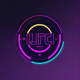 Modify the existing cyberpunk logo by making it more minimalist. Include creative text elements in vibrant neon colors against a dark background.