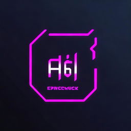 Modify the existing cyberpunk logo by making it more minimalist. Include creative text elements in vibrant neon colors against a dark background.