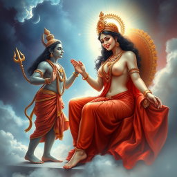 A breathtaking celestial scene depicting a divine Hindu apsara with a glowing, milk-like sheen to her skin