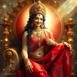 A captivating Hindu apsara with radiant, shining skin, emanating a beautiful divine glow