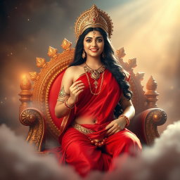 A captivating Hindu apsara with radiant, shining skin, emanating a beautiful divine glow