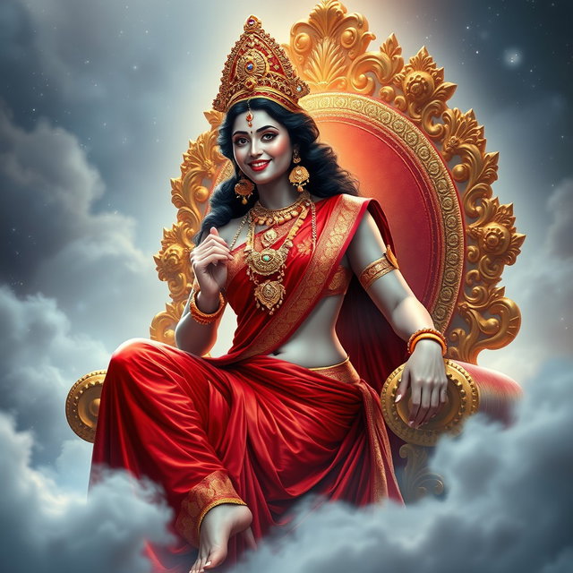 A captivating Hindu apsara with radiant, shining skin, emanating a beautiful divine glow