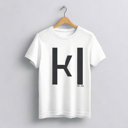 Minimalistic design of a white t-shirt, on which the letters 'I' and 'T' are printed one by one in a bold, stylish font.