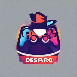 Generate a striking logo for a YouTube gaming channel called DESPARO. It should feature gaming elements like gamepads, consoles, or character icons, utilizing bold, intense colours.