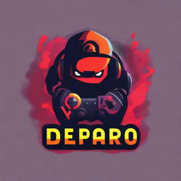 Generate a striking logo for a YouTube gaming channel called DESPARO. It should feature gaming elements like gamepads, consoles, or character icons, utilizing bold, intense colours.