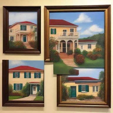 The art gallery was showcasing a beautiful collection of house paintings by local artists.