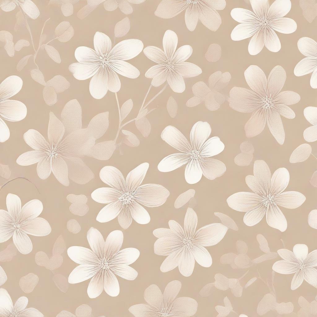 A net fabric design with a pattern of white flowers against a soft beige background.