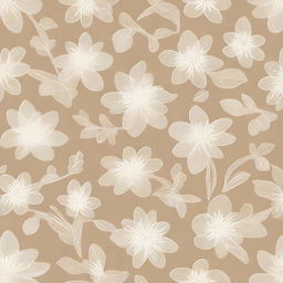 A net fabric design with a pattern of white flowers against a soft beige background.