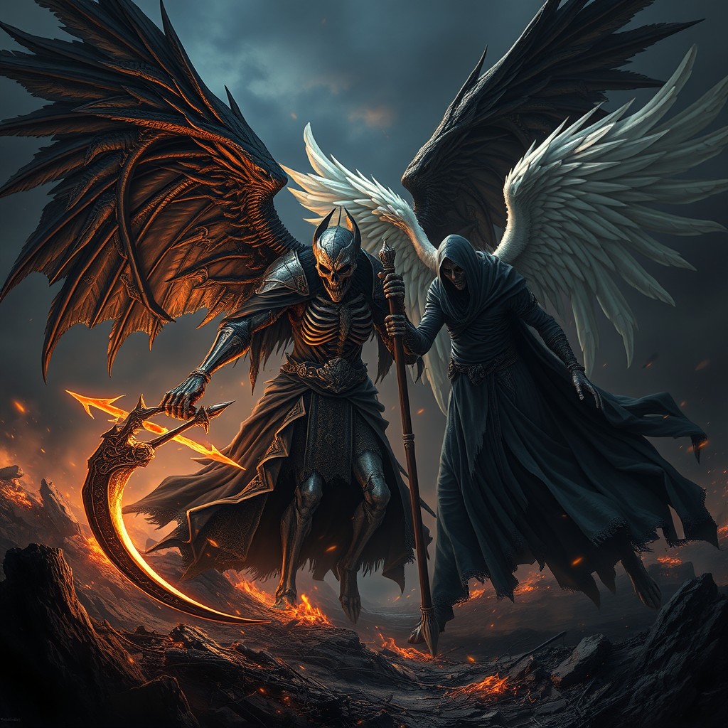 A realistic interpretation of the legendary confrontation between Samael and Azrael