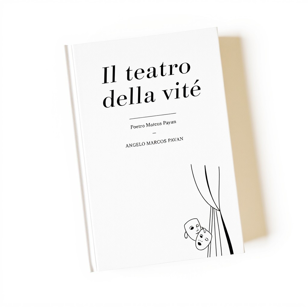 A white book cover for a poetry collection titled "Il teatro della vita" by author Angelo Marcos Pavan