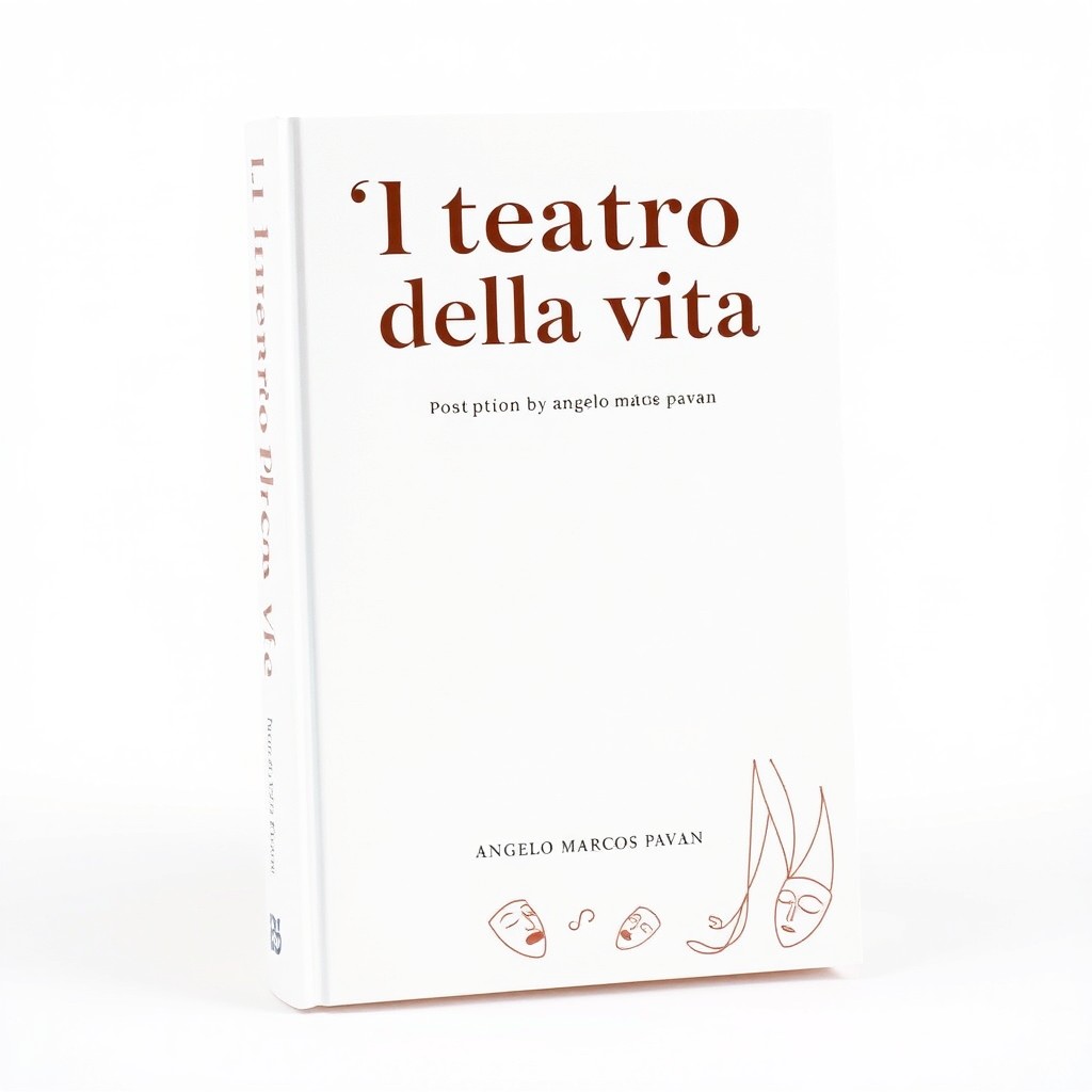 A white book cover for a poetry collection titled "Il teatro della vita" by author Angelo Marcos Pavan