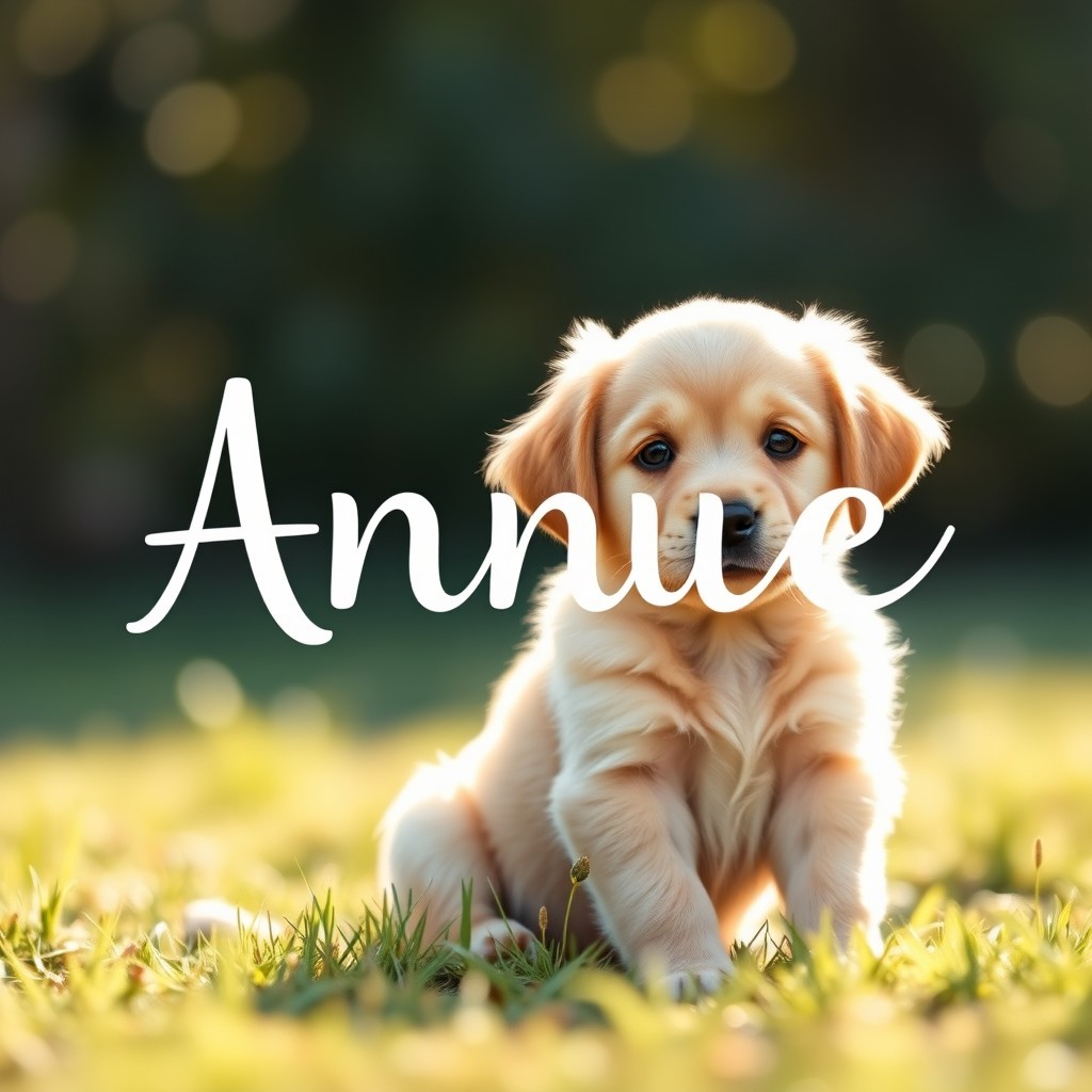 A cute and realistic profile picture design featuring the name 'Annie' prominently displayed in an elegant, whimsical font