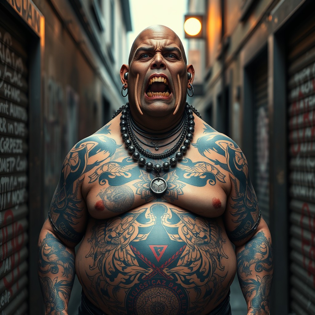 A 40-year-old male android standing at 5 feet 10 inches tall, characterized by an overweight and unconventional appearance