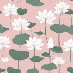 A net fabric design featuring a pattern of white lotuses against a soft pink background.