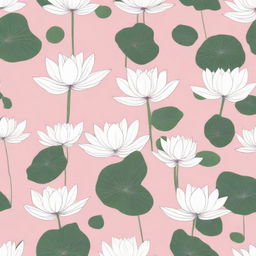 A net fabric design featuring a pattern of white lotuses against a soft pink background.