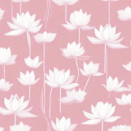 A net fabric design featuring a pattern of white lotuses against a soft pink background.