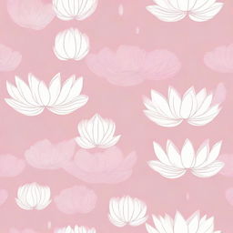 A net fabric design featuring a pattern of white lotuses against a soft pink background.