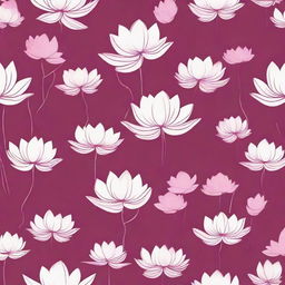 A cloth design featuring a pattern of white lotuses against a dark pink background.