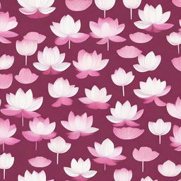 A cloth design featuring a pattern of white lotuses against a dark pink background.