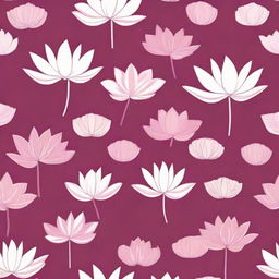 A cloth design featuring a pattern of white lotuses against a dark pink background.