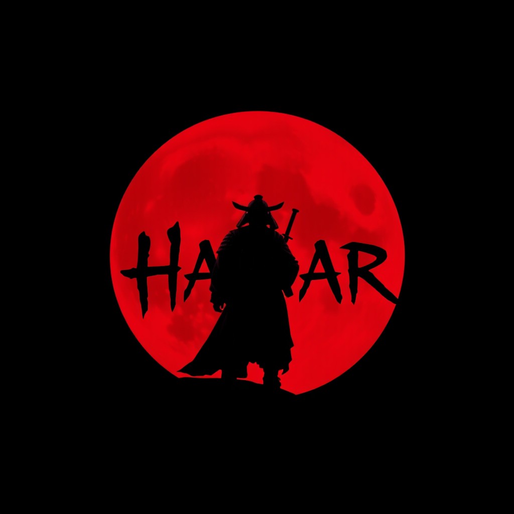 A striking red moon with the word 'HAIDAR' elegantly written in black font across its surface