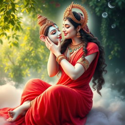 A beautiful divine goddess with milk-glow skin, adorned with exquisite jewelry around her neck and delicate payal (anklets) on her feet