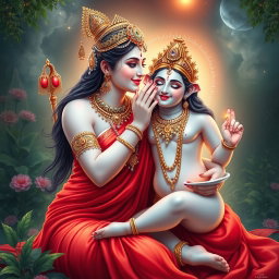 A beautiful divine goddess with milk-glow skin, adorned with exquisite jewelry around her neck and delicate payal (anklets) on her feet
