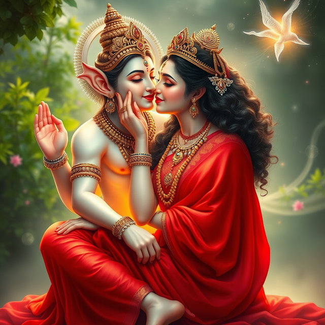 A beautiful divine goddess with milk-glow skin, adorned with exquisite jewelry around her neck and delicate payal (anklets) on her feet
