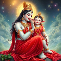 An enchanting divine goddess with milk-glow skin, adorned with stunning jewelry around her neck and elegant payal (anklets) on her feet