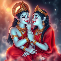 A beautiful goddess with milk-glow skin, adorned with exquisite jewelry around her neck and intricate payal on her feet, wearing a vibrant red saree