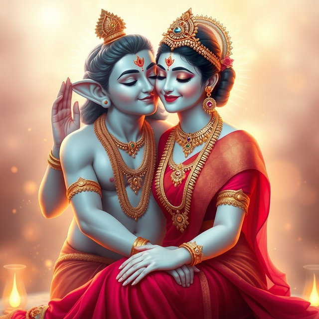 A beautiful goddess with milk-glow skin, adorned with exquisite jewelry around her neck and intricate payal on her feet, wearing a vibrant red saree