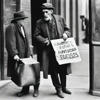 During the Great Depression, many people were thrust into beggary as the economic crisis left them without jobs and homes.