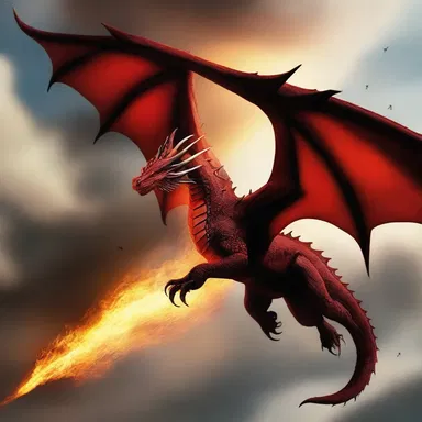 From a fantasy point of view, the dragon soared through the sky, breathing fire and protecting the kingdom.