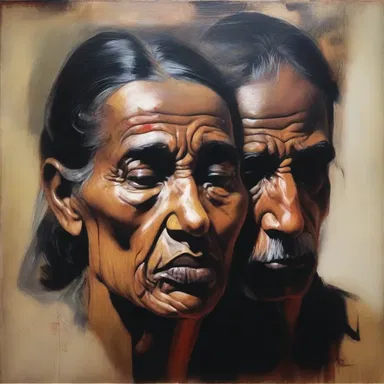 The artist skillfully captured the mournful expressions on the subjects' faces, conveying a profound sense of sadness.
