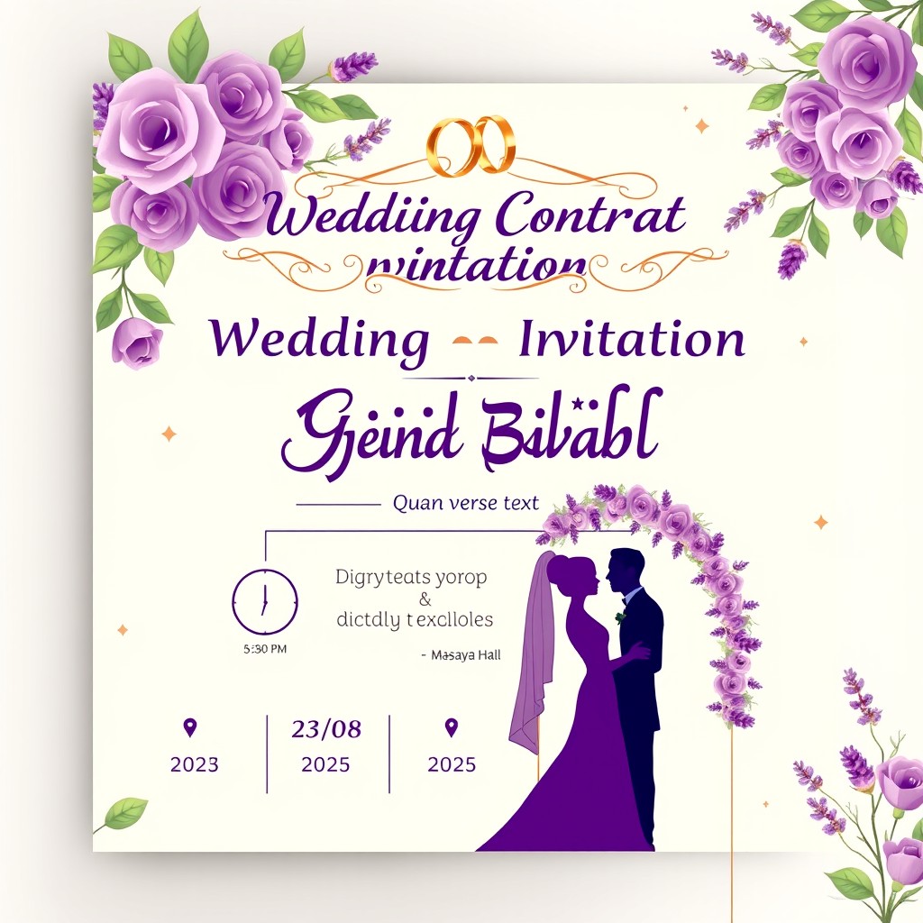 An elegant wedding contract invitation card design with a luxurious and romantic theme