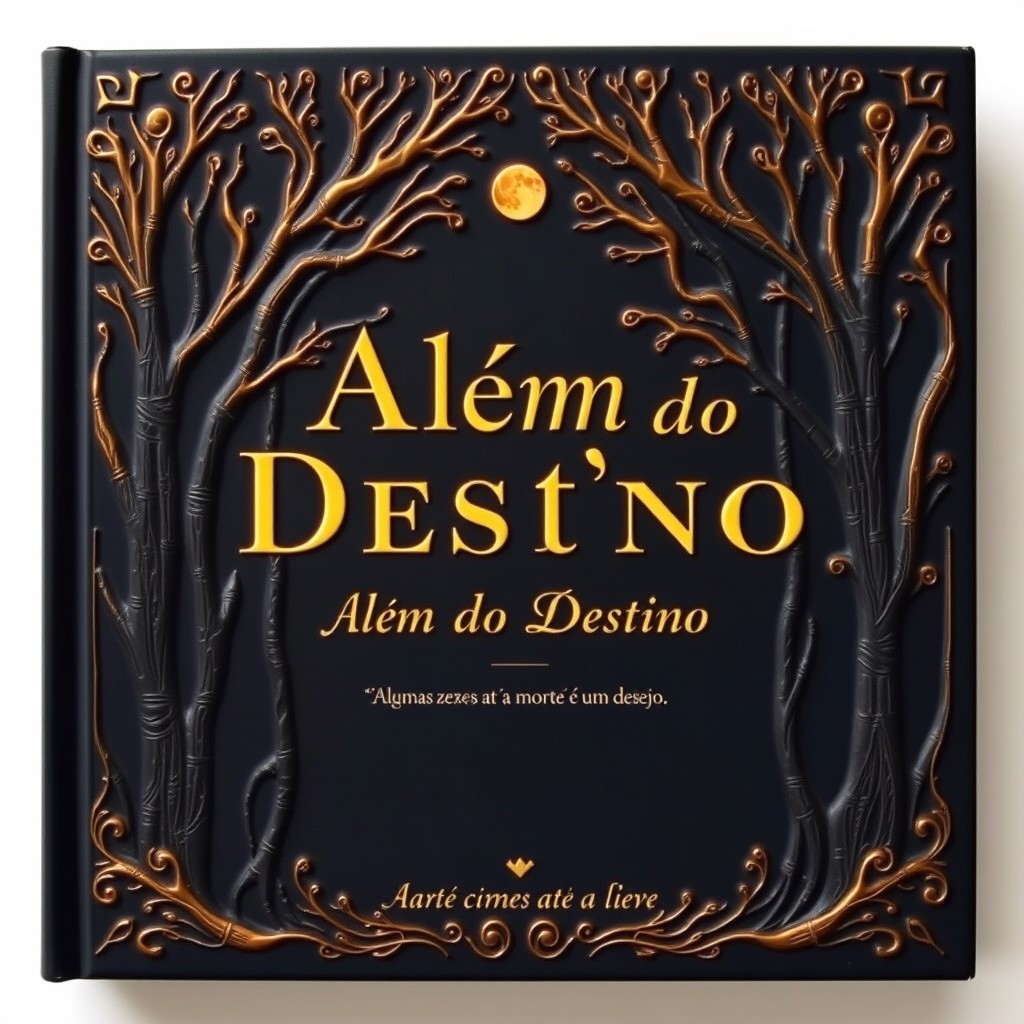 A book cover featuring deep dark blue tones as the background, with intricate gold details that appear sculpted into the surface, giving a sense of embossment and sophistication