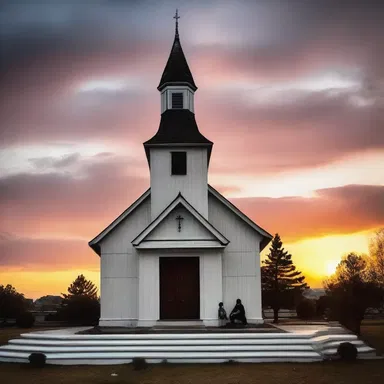 The photogenic sunset behind the church made it a popular spot for religious gatherings and meditation.