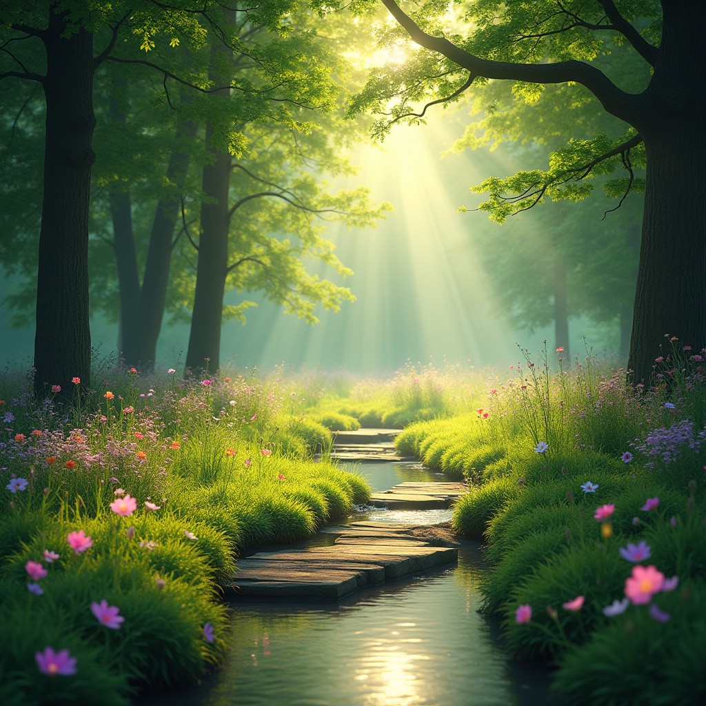 A serene and uplifting landscape symbolizing balance and harmony in health and life
