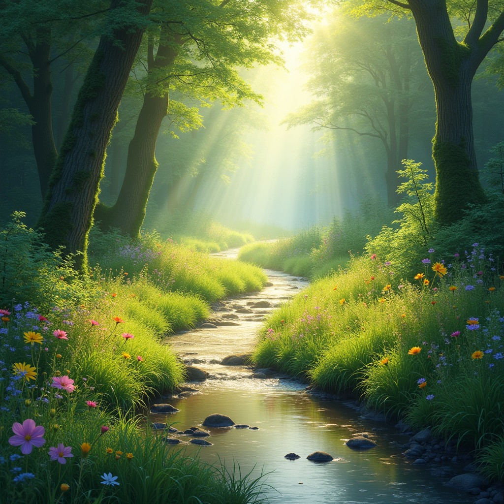 A tranquil and inspiring landscape illustrating the theme of balance and harmony in health and life