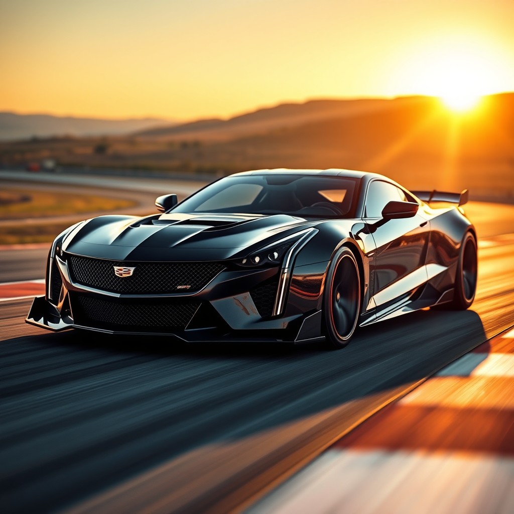 A stunningly designed Cadillac supercar, embodying a sleek and aggressive aesthetic to compete with Ferrari, Lamborghini, and Pagani